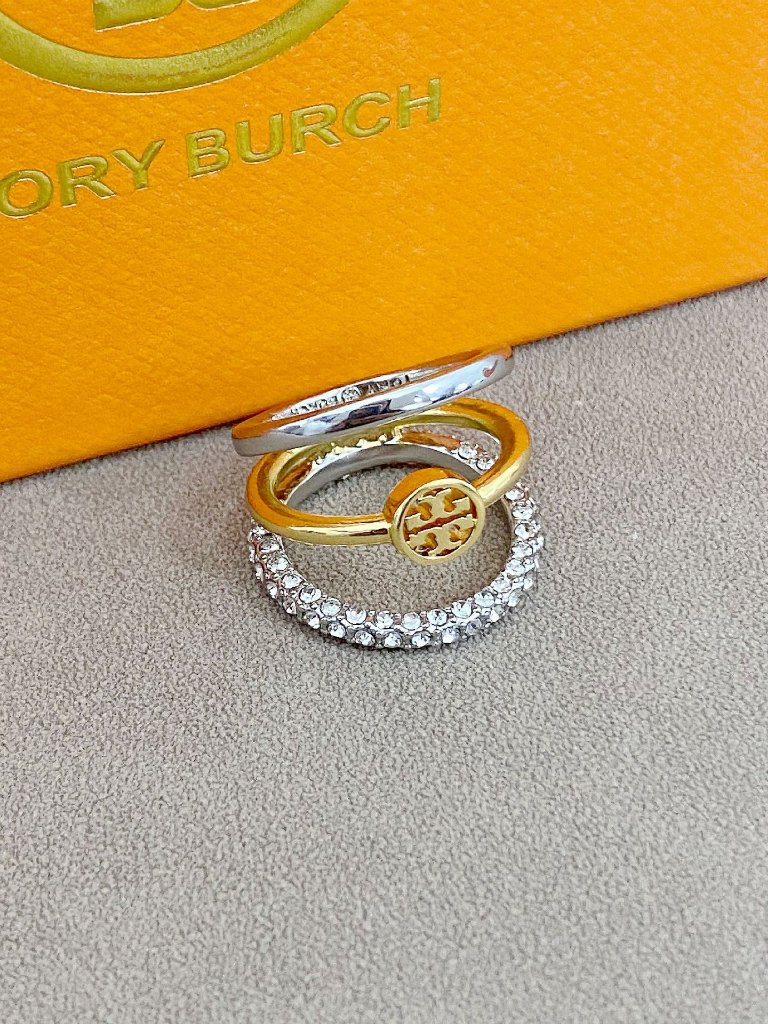 Tory Burch Twotone Crystal Stack Ring